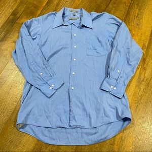 Geoffrey Beene Button Up Blue Long Sleeve Shirt Large 16 32/33